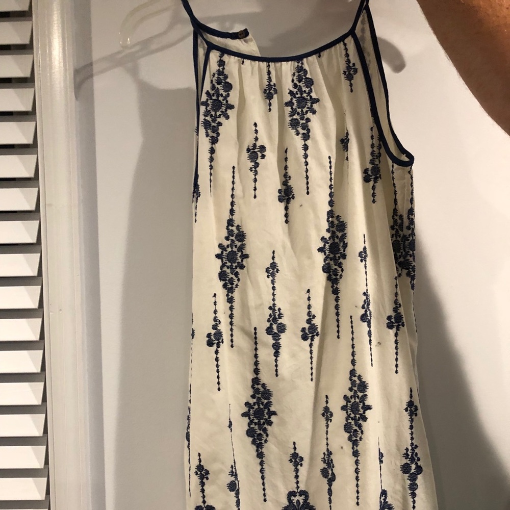 White and blue halter dress
